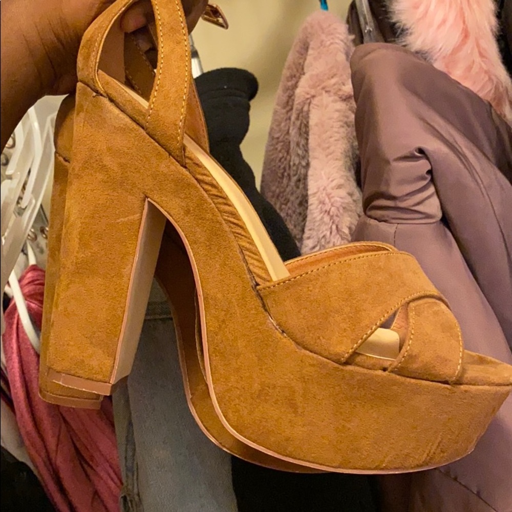 Brown platform heels